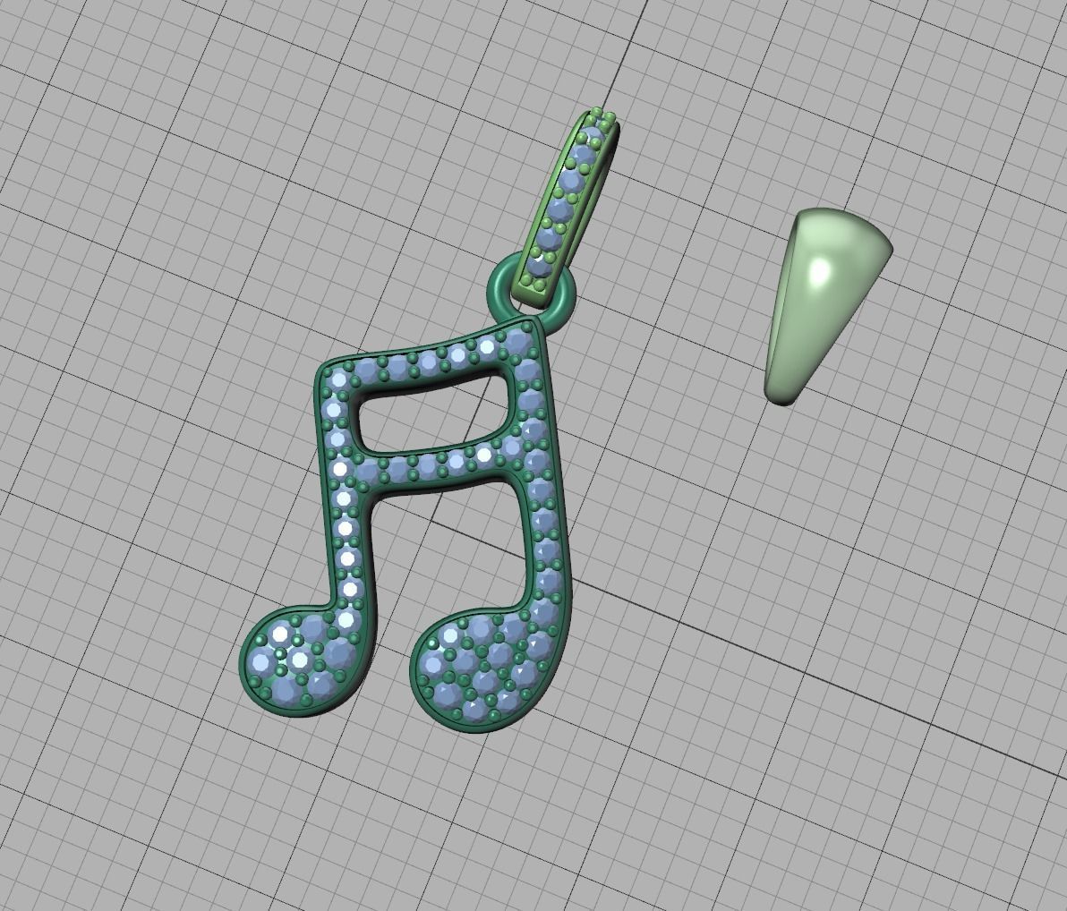 Music Note Pendants with Diamonds and Flat version 3D Model Collection_59