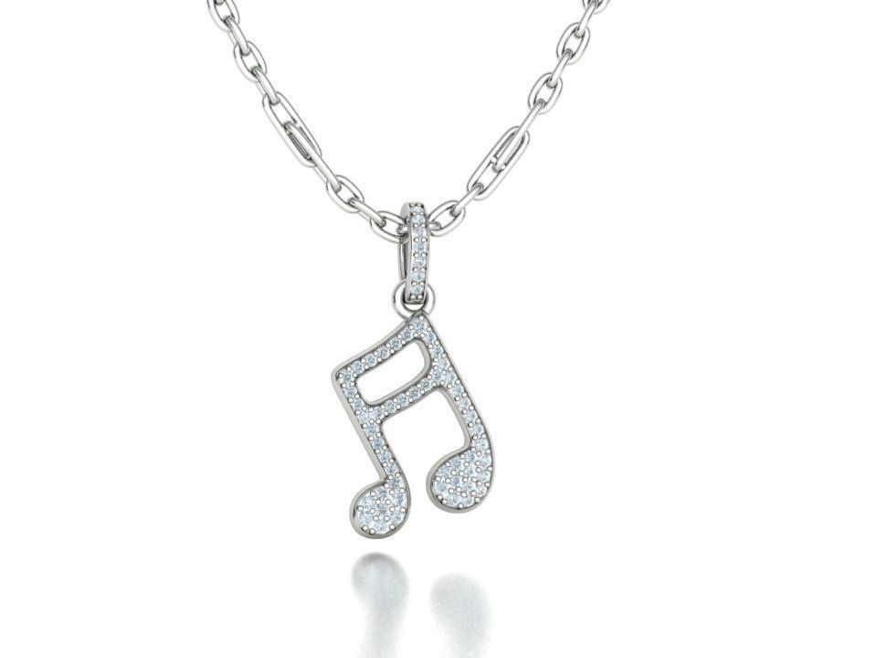 Music Note Pendants with Diamonds and Flat version 3D Model Collection_41