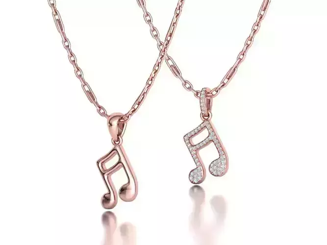 Music Note Pendants with Diamonds and Flat version 3D Model Collection