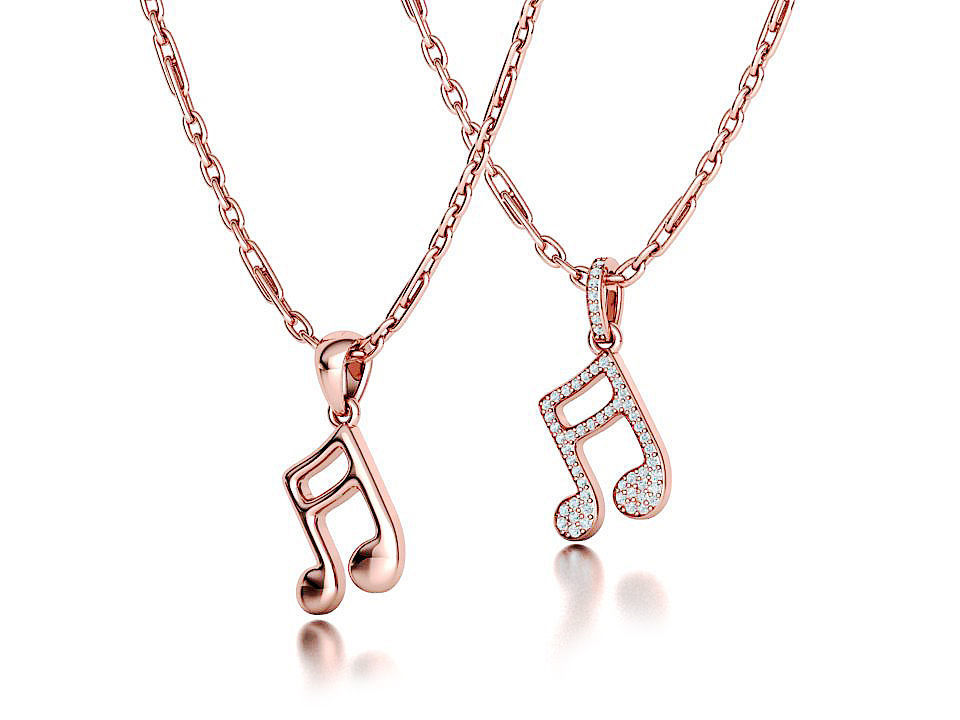 Music Note Pendants with Diamonds and Flat version 3D Model Collection_8