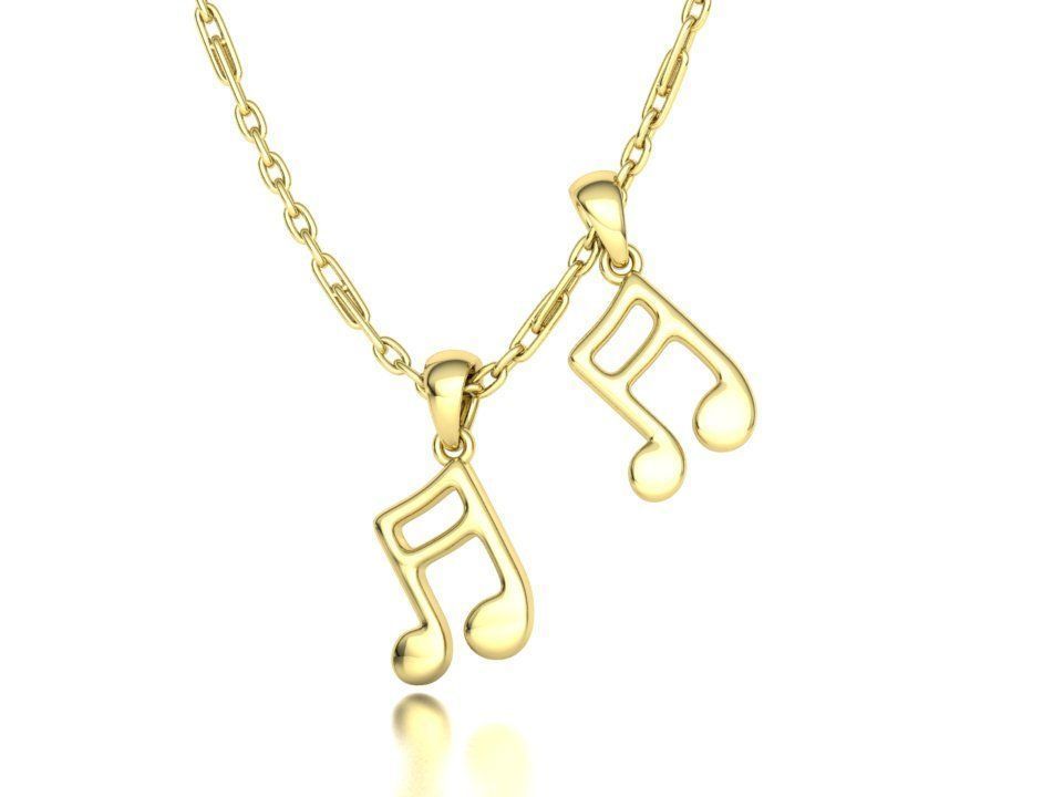 Music Note Pendants with Diamonds and Flat version 3D Model Collection_15