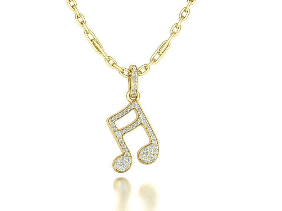Music Note Pendants with Diamonds and Flat version 3D Model Collection_43