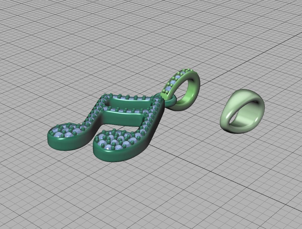 Music Note Pendants with Diamonds and Flat version 3D Model Collection_60