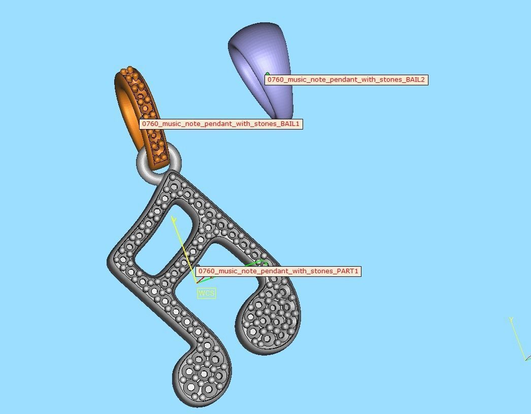 Music Note Pendants with Diamonds and Flat version 3D Model Collection_54