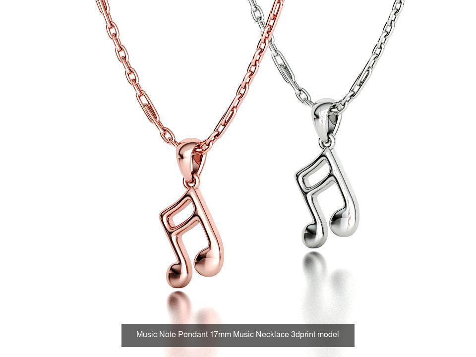 Music Note Pendants with Diamonds and Flat version 3D Model Collection_3