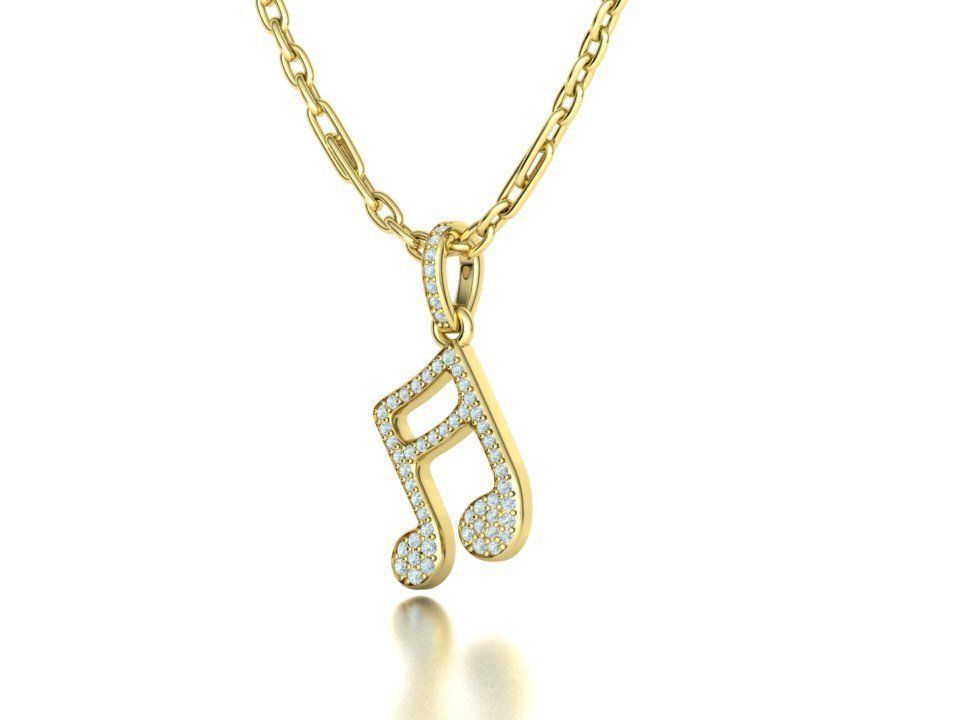 Music Note Pendants with Diamonds and Flat version 3D Model Collection_40