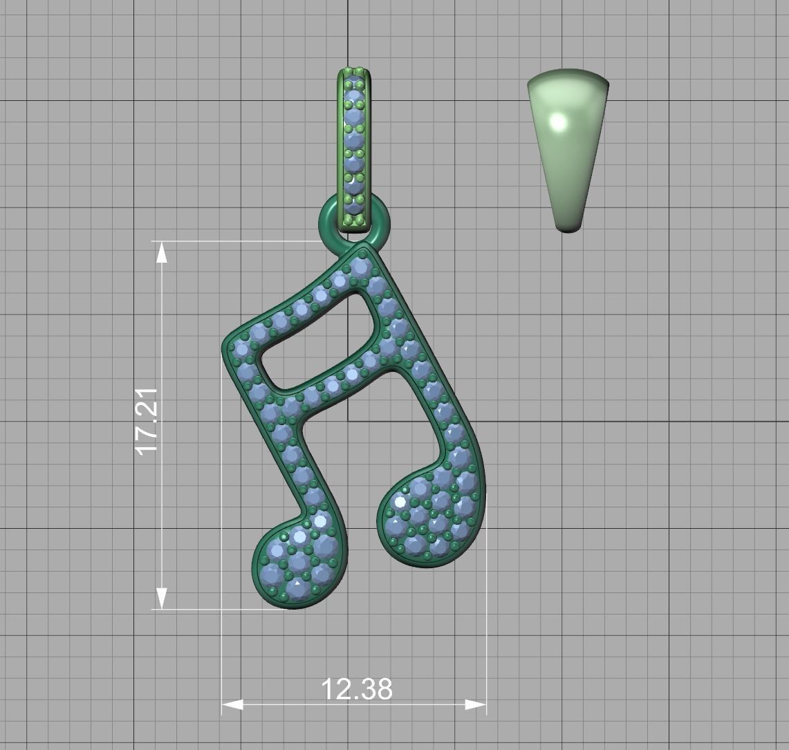 Music Note Pendants with Diamonds and Flat version 3D Model Collection_58