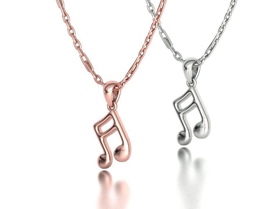 Music Note Pendants with Diamonds and Flat version 3D Model Collection_11