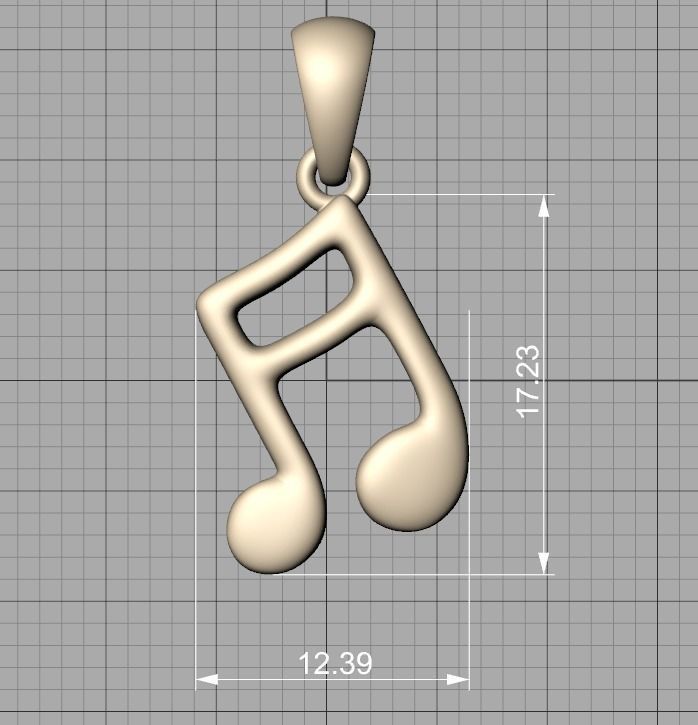 Music Note Pendants with Diamonds and Flat version 3D Model Collection_19