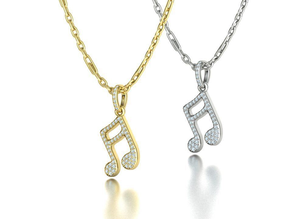 Music Note Pendants with Diamonds and Flat version 3D Model Collection_39