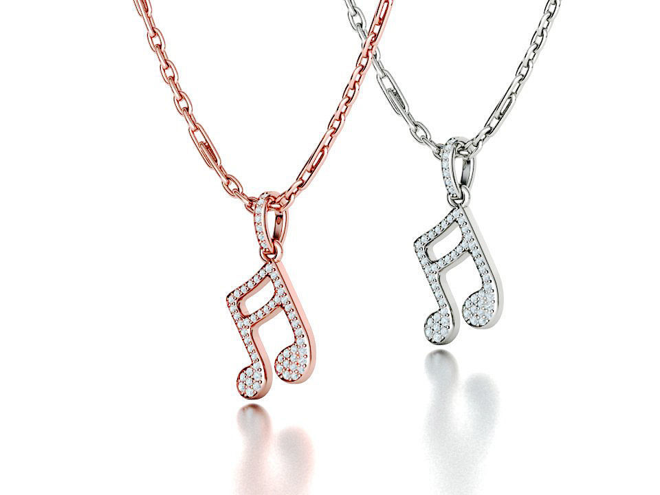 Music Note Pendants with Diamonds and Flat version 3D Model Collection_48