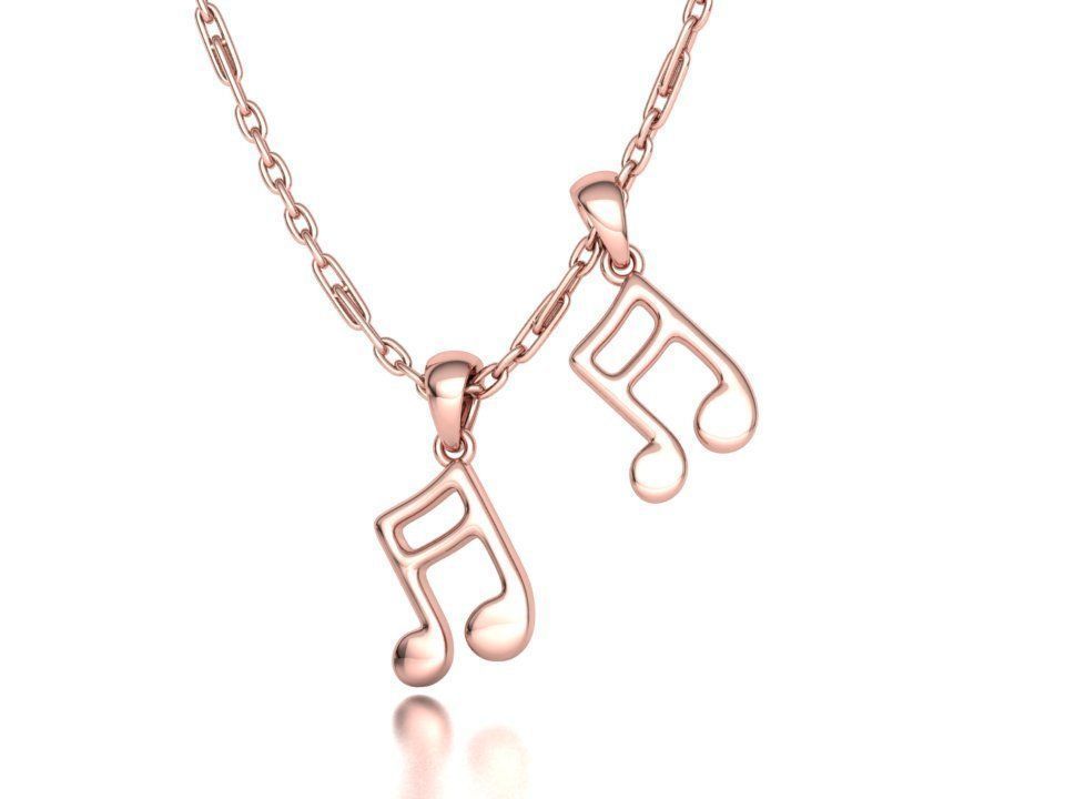 Music Note Pendants with Diamonds and Flat version 3D Model Collection_14