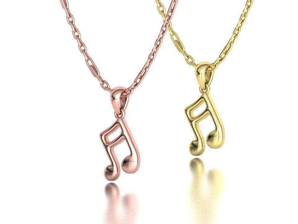 Music Note Pendants with Diamonds and Flat version 3D Model Collection_12