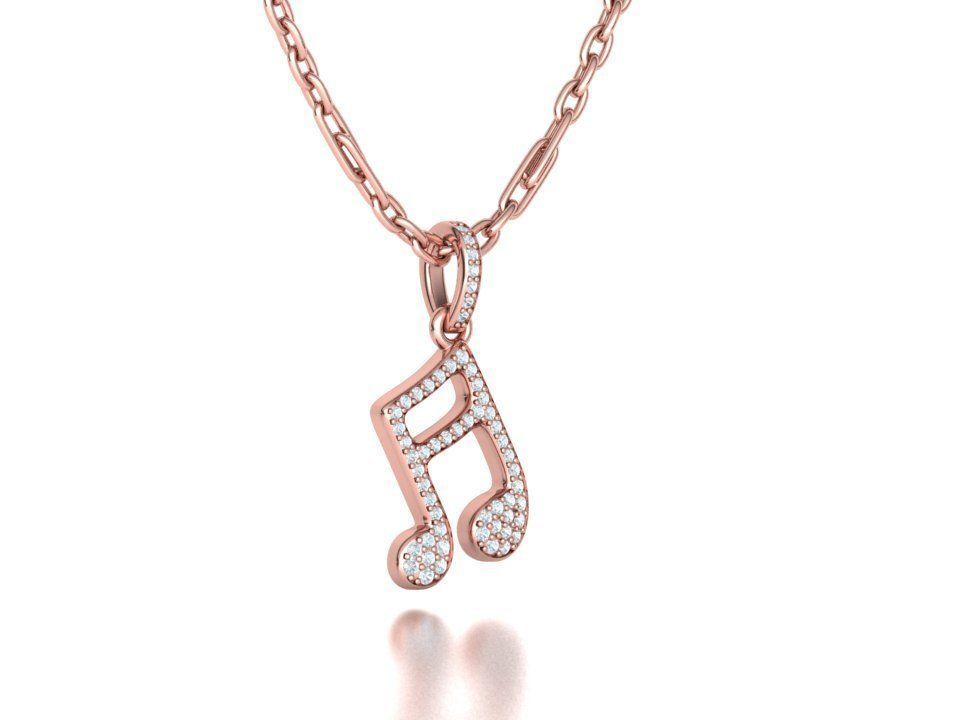 Music Note Pendants with Diamonds and Flat version 3D Model Collection_46