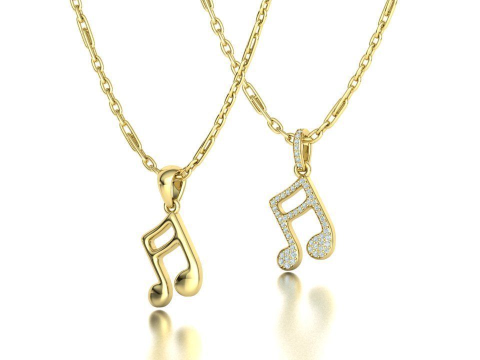 Music Note Pendants with Diamonds and Flat version 3D Model Collection_5