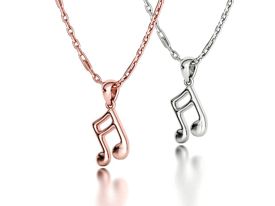 Music Note Pendants with Diamonds and Flat version 3D Model Collection_13