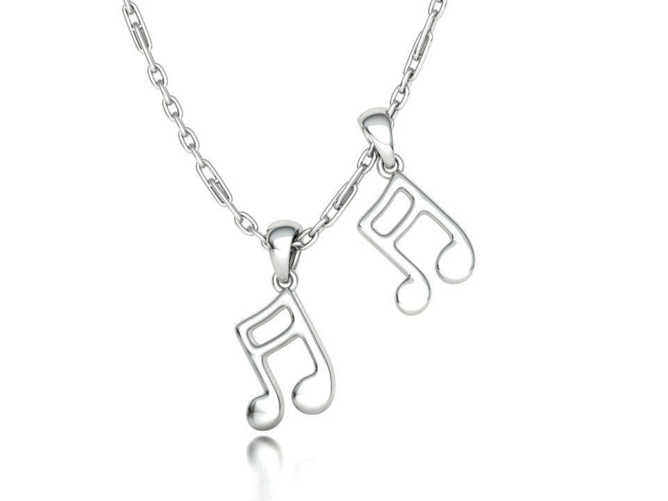 Music Note Pendants with Diamonds and Flat version 3D Model Collection_16