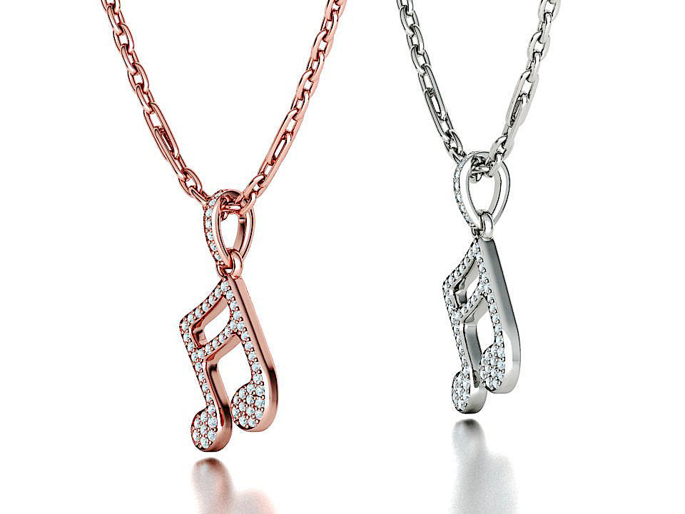 Music Note Pendants with Diamonds and Flat version 3D Model Collection_49