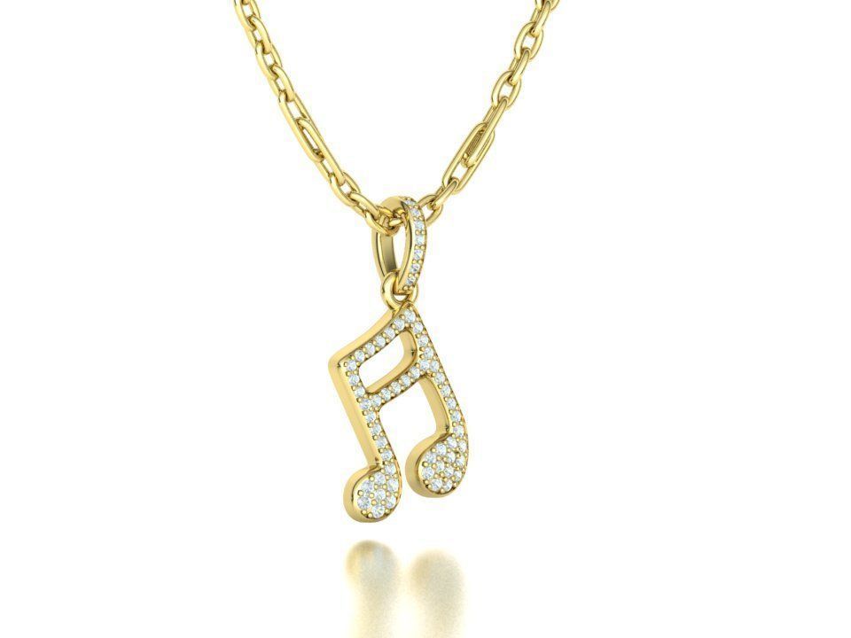 Music Note Pendants with Diamonds and Flat version 3D Model Collection_63