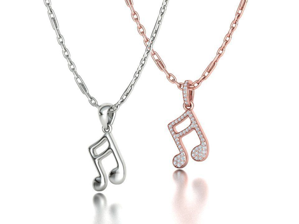 Music Note Pendants with Diamonds and Flat version 3D Model Collection_7
