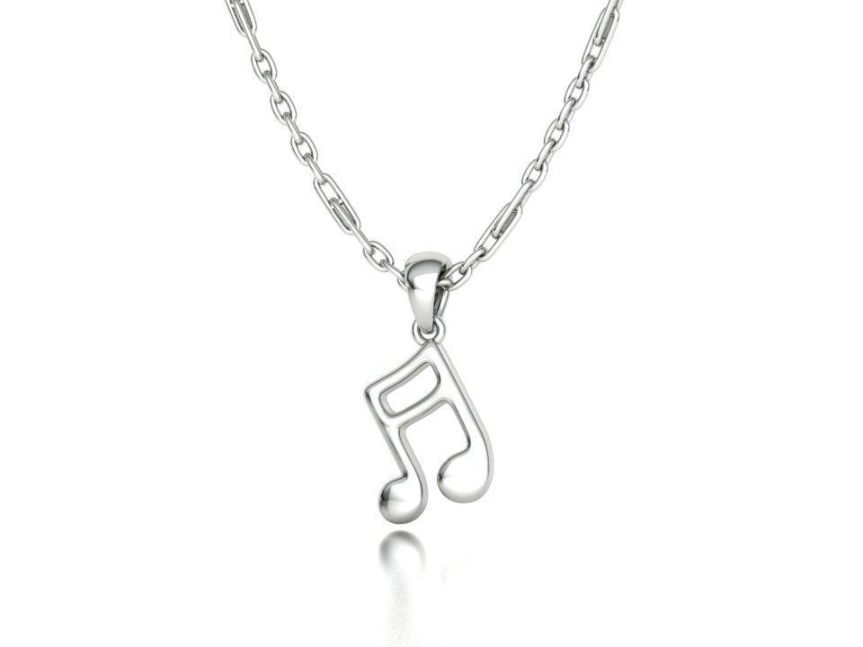 Music Note Pendants with Diamonds and Flat version 3D Model Collection_10