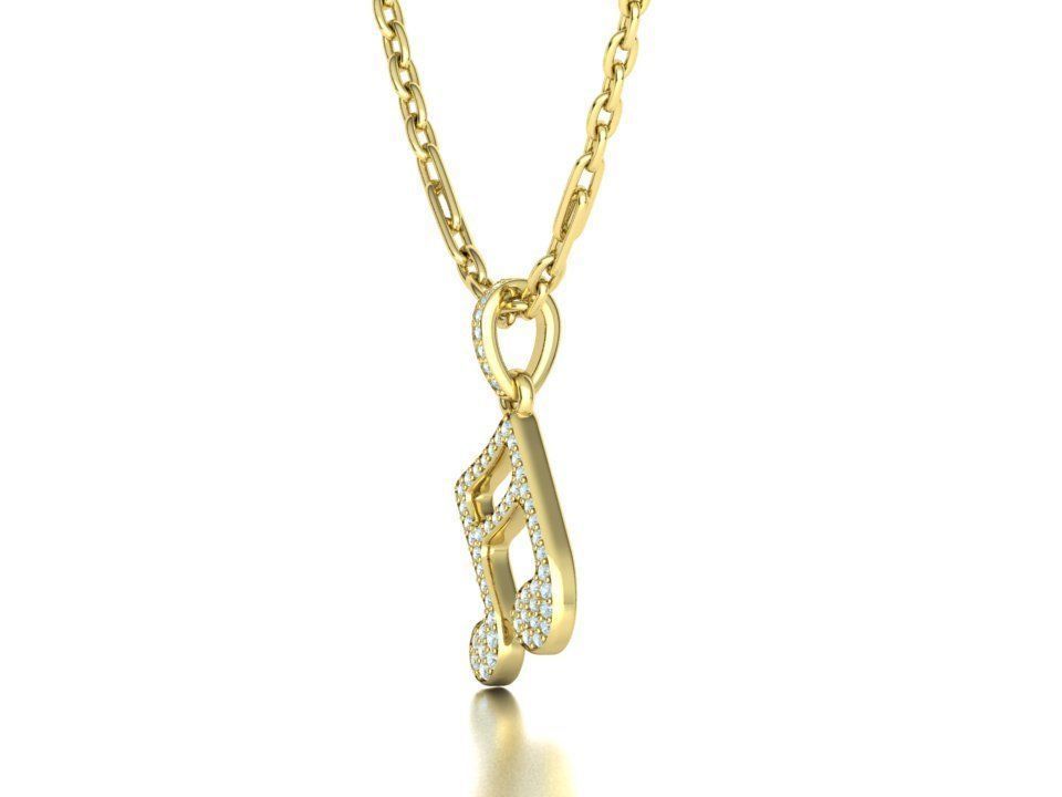 Music Note Pendants with Diamonds and Flat version 3D Model Collection_61