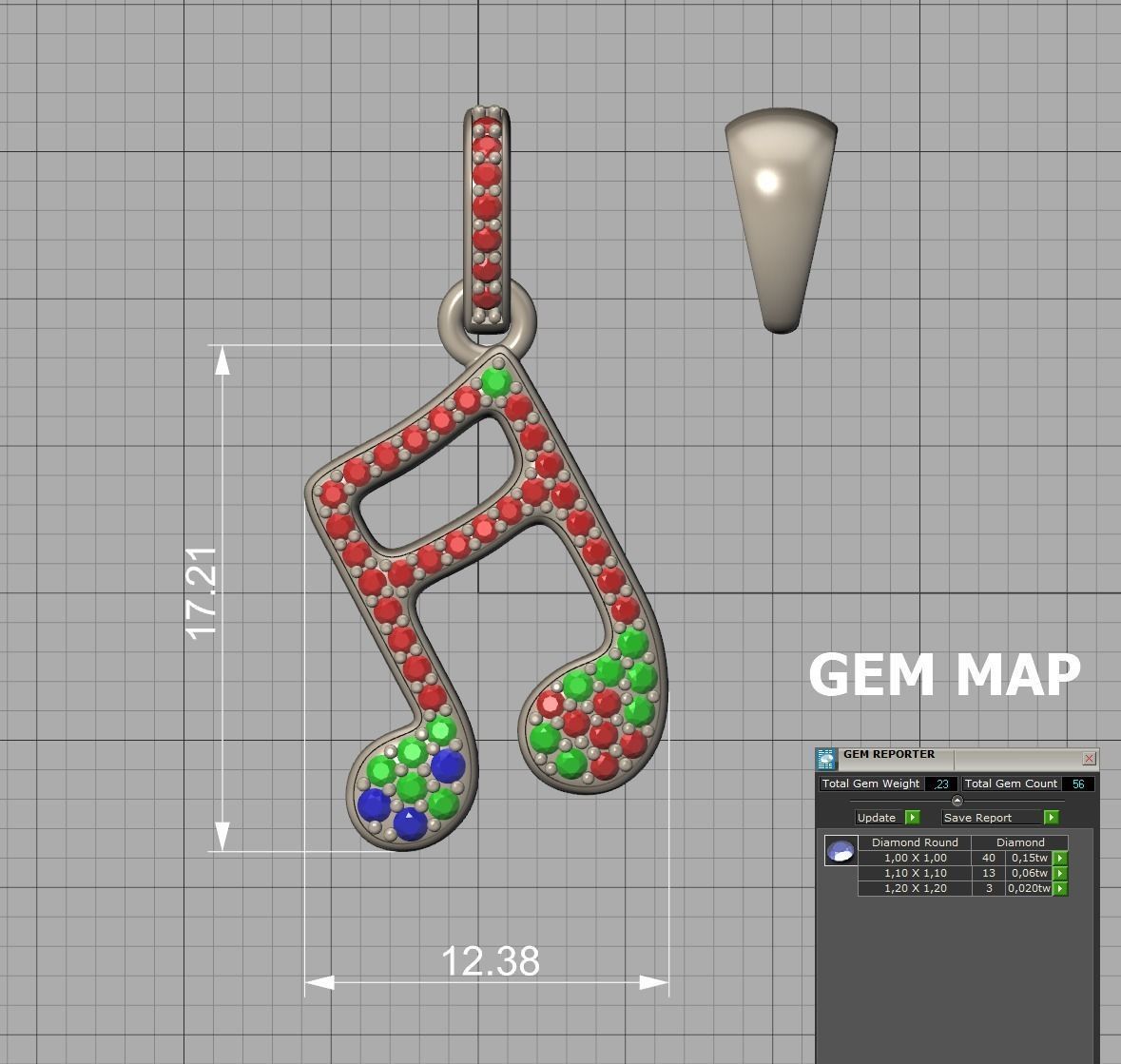 Music Note Pendants with Diamonds and Flat version 3D Model Collection_51