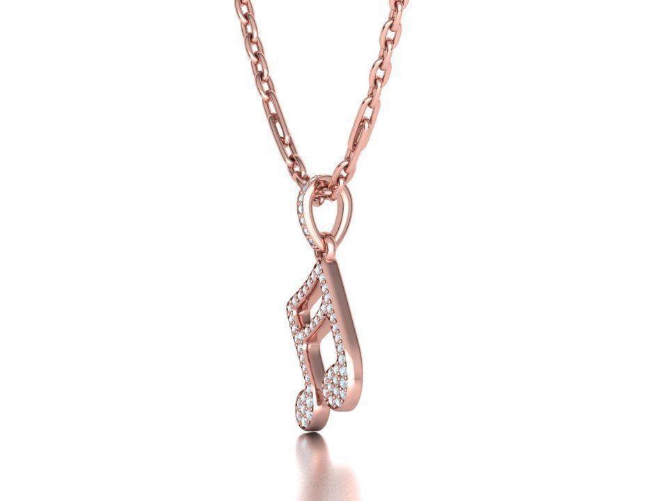 Music Note Pendants with Diamonds and Flat version 3D Model Collection_64