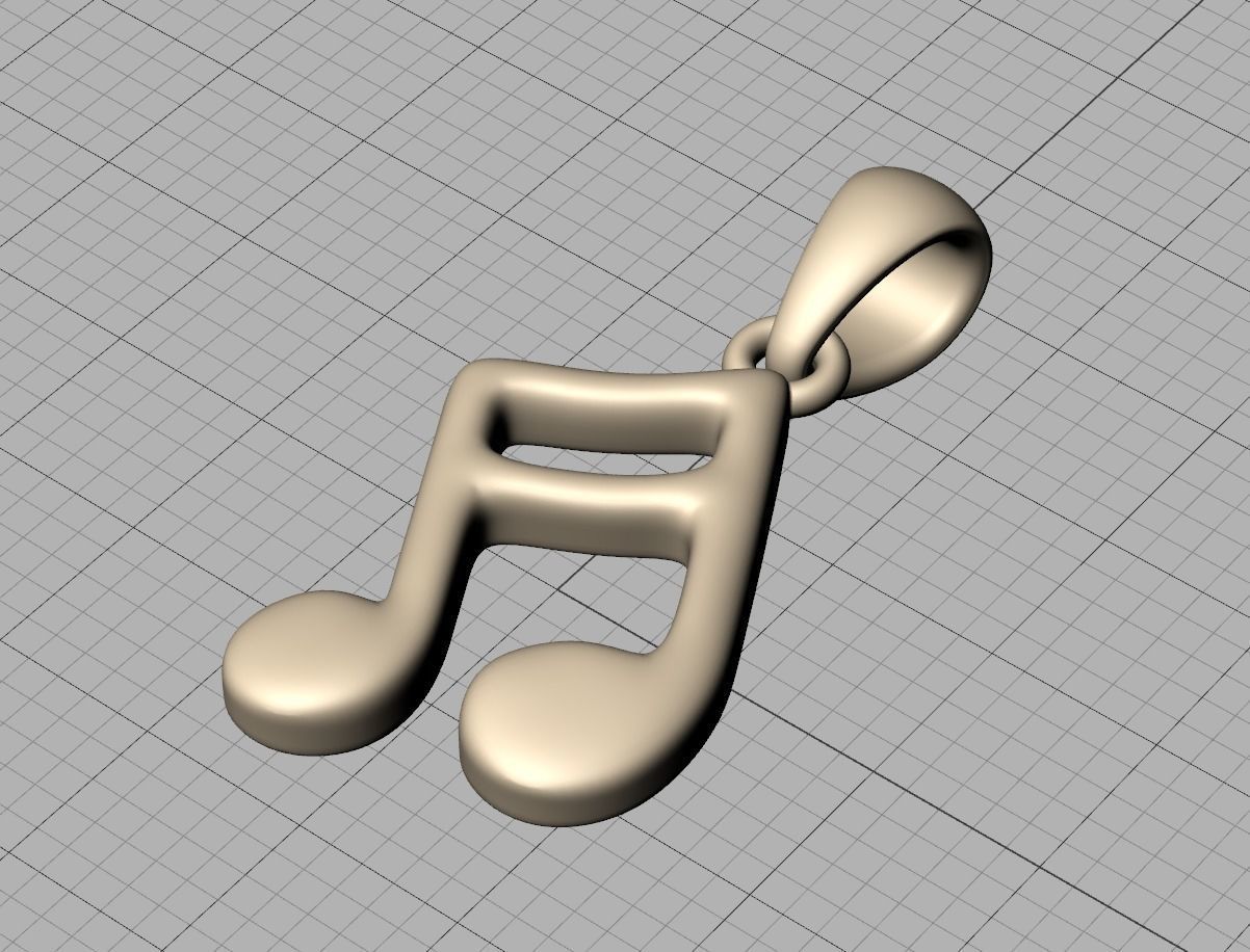Music Note Pendants with Diamonds and Flat version 3D Model Collection_20