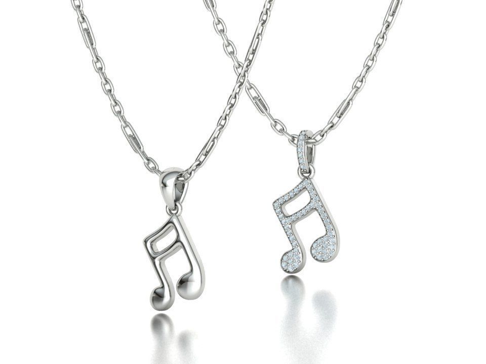 Music Note Pendants with Diamonds and Flat version 3D Model Collection_6