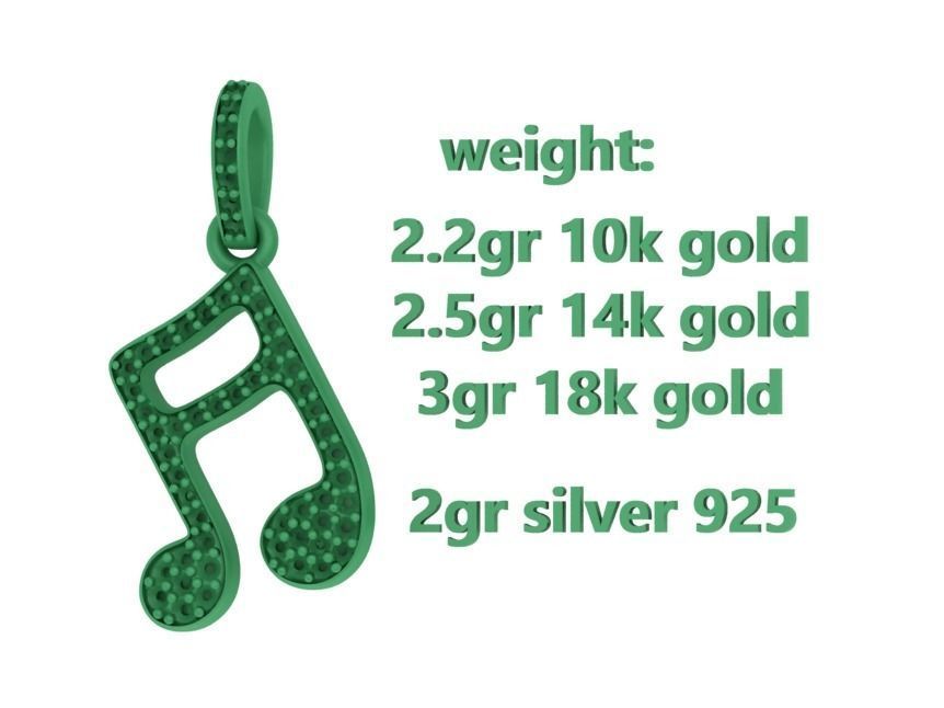 Music Note Pendants with Diamonds and Flat version 3D Model Collection_56