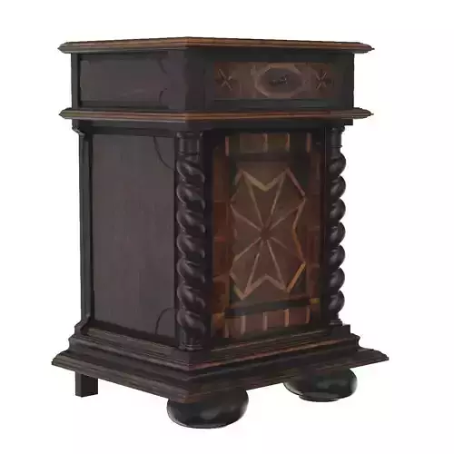 Solid Carved Brutalist French Nightstands