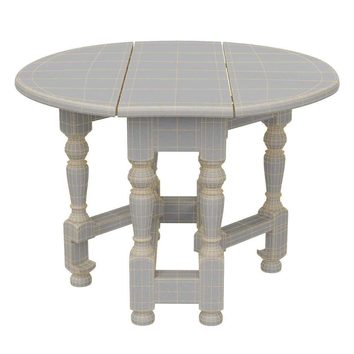 Small Antique Oak Gateleg Occasional Table 3D model_5