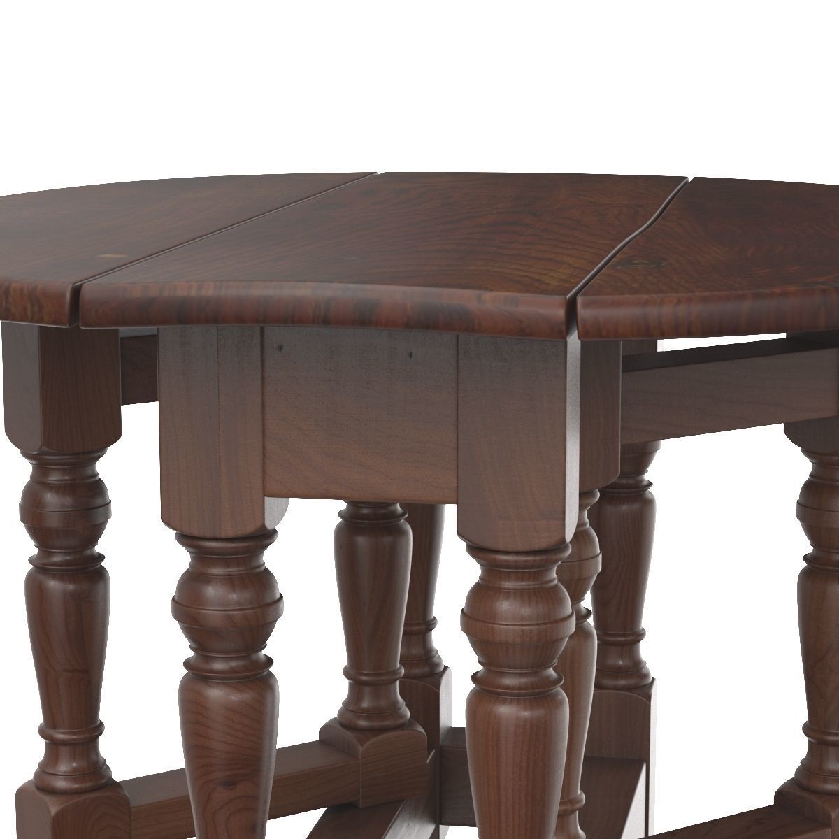 Small Antique Oak Gateleg Occasional Table 3D model_2