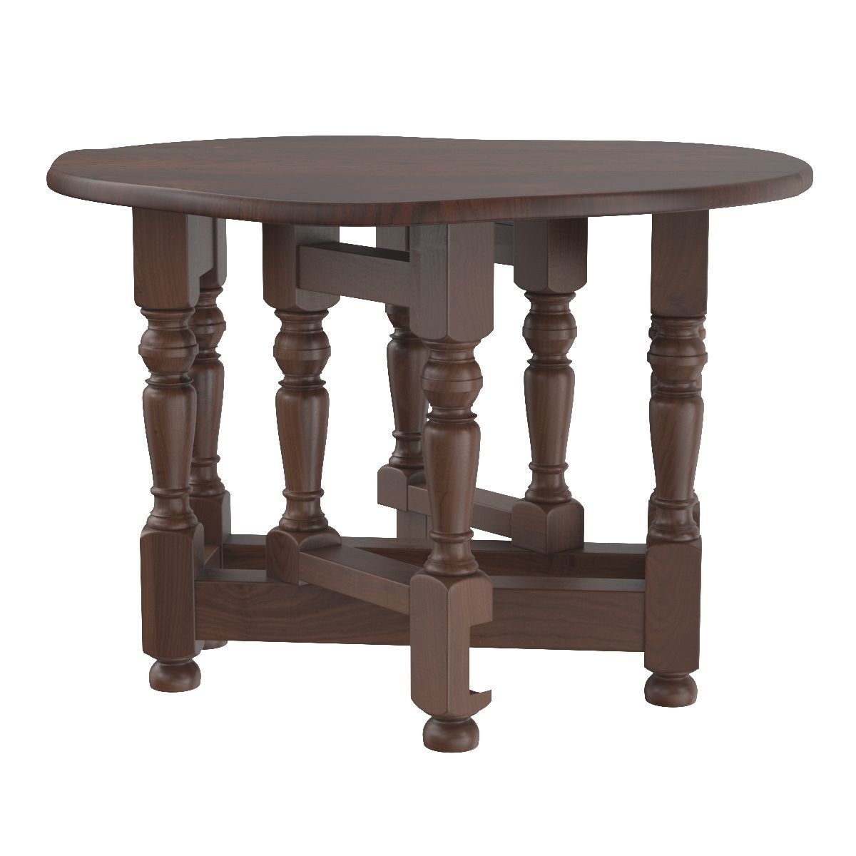 Small Antique Oak Gateleg Occasional Table 3D model_4