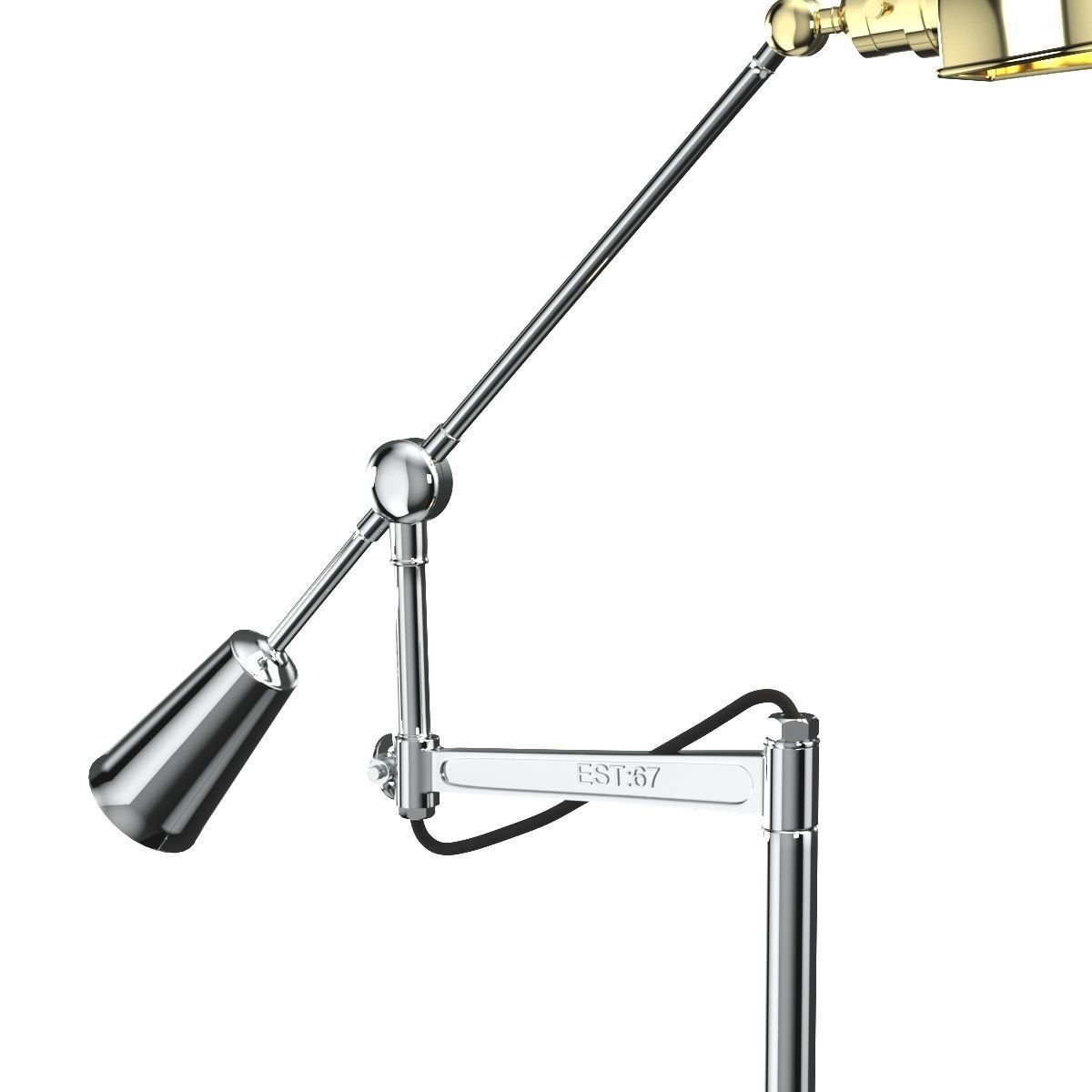 RL 67 Est Chrome Floor Standing Height Adjustable Lamp 3D model_1
