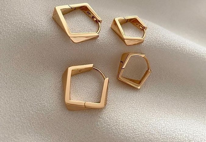 polygonallearringsjewellry geometric hoop earrings 3D print model