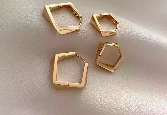 polygonallearringsjewellry geometric hoop earrings 3D print model