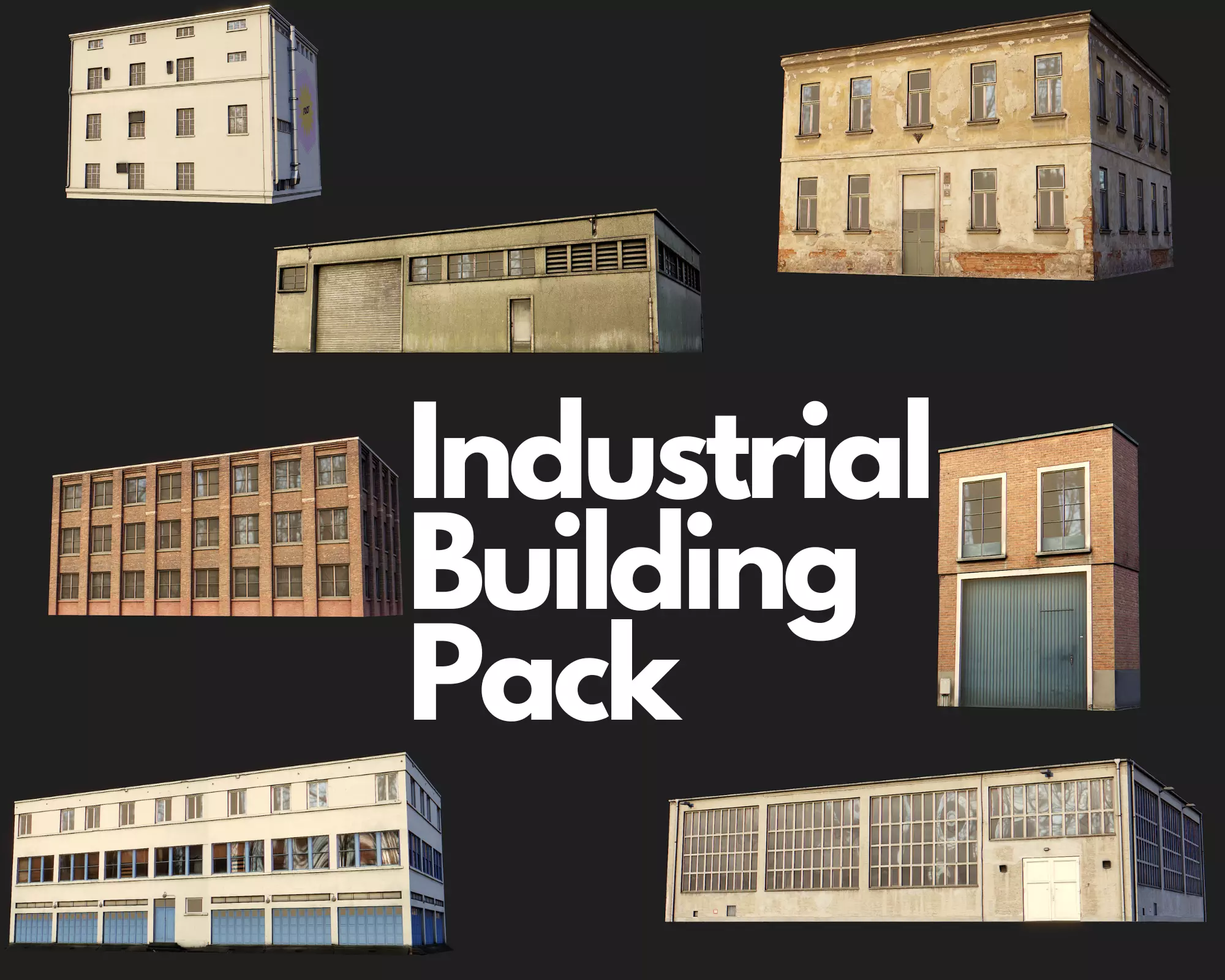 Industrial Building Pack Low-poly 3D model_0