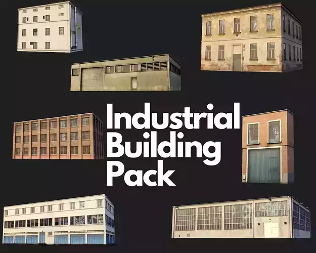 Industrial Building Pack Low-poly 3D model