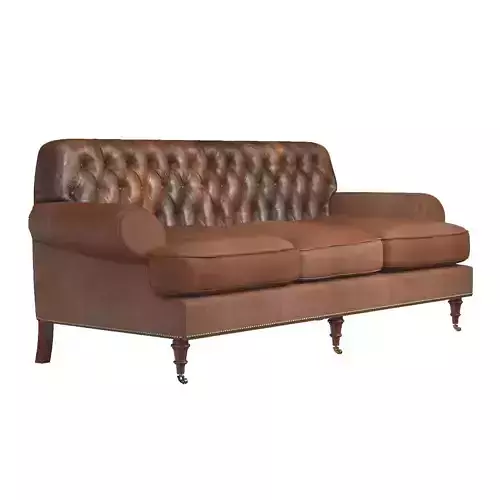 OHenry House Ltd Tufted Brown Leather Three Seat Sofa