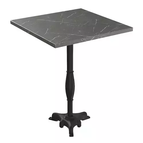 Mid Century Grey Marble Cafe Table with Cast Iron Base