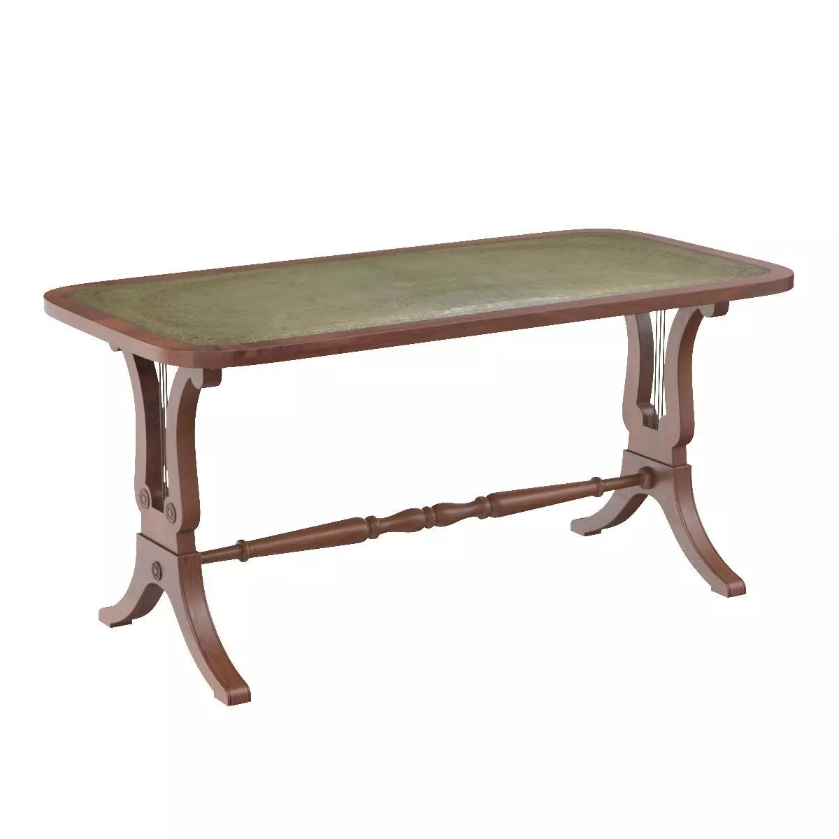 Medium Sized Green Leather Mahogany Bevan Funnell Coffee Table 3D model
