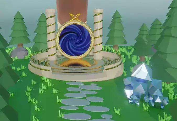 The three mysterious islands Low-poly 3D model