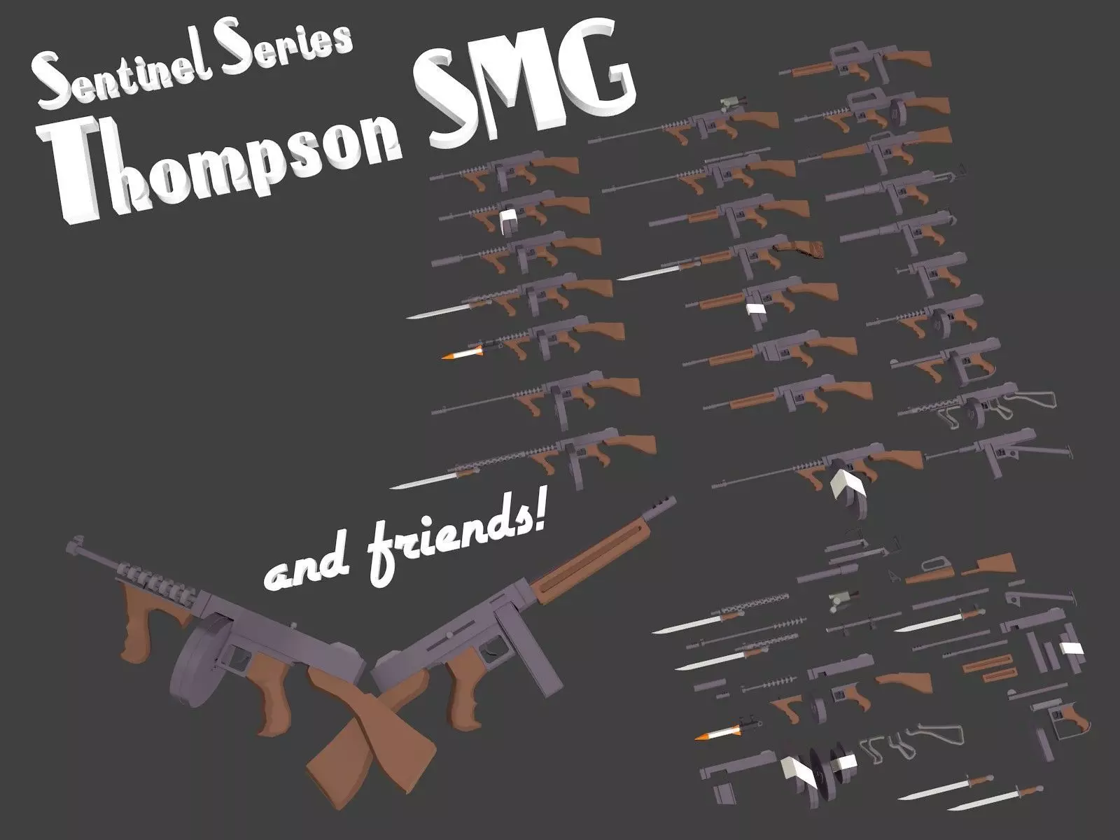Sentinel Series Thompson SMG Low-poly 3D model_0