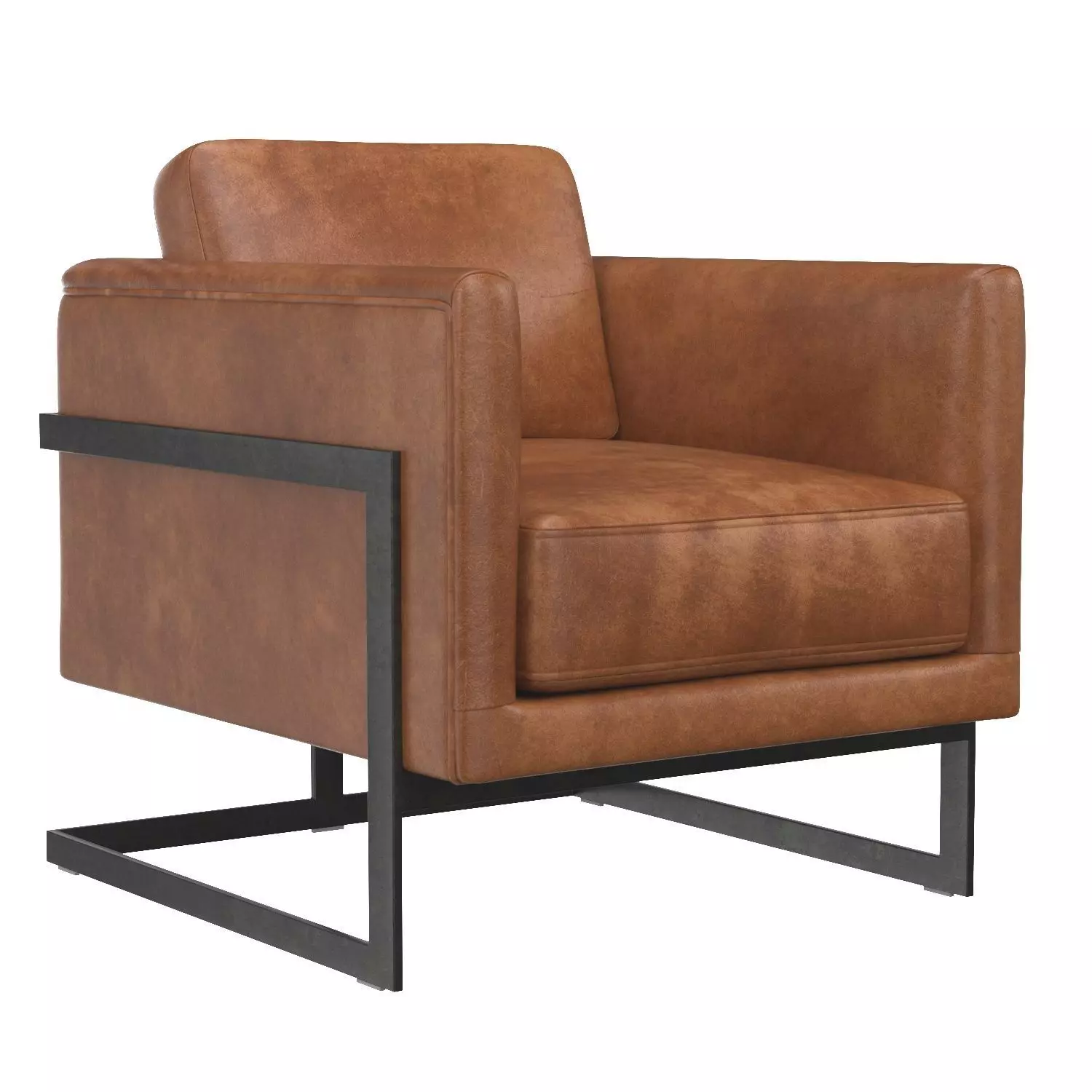 Luxley Club Chair Open Road Brown Leather 3D model_0