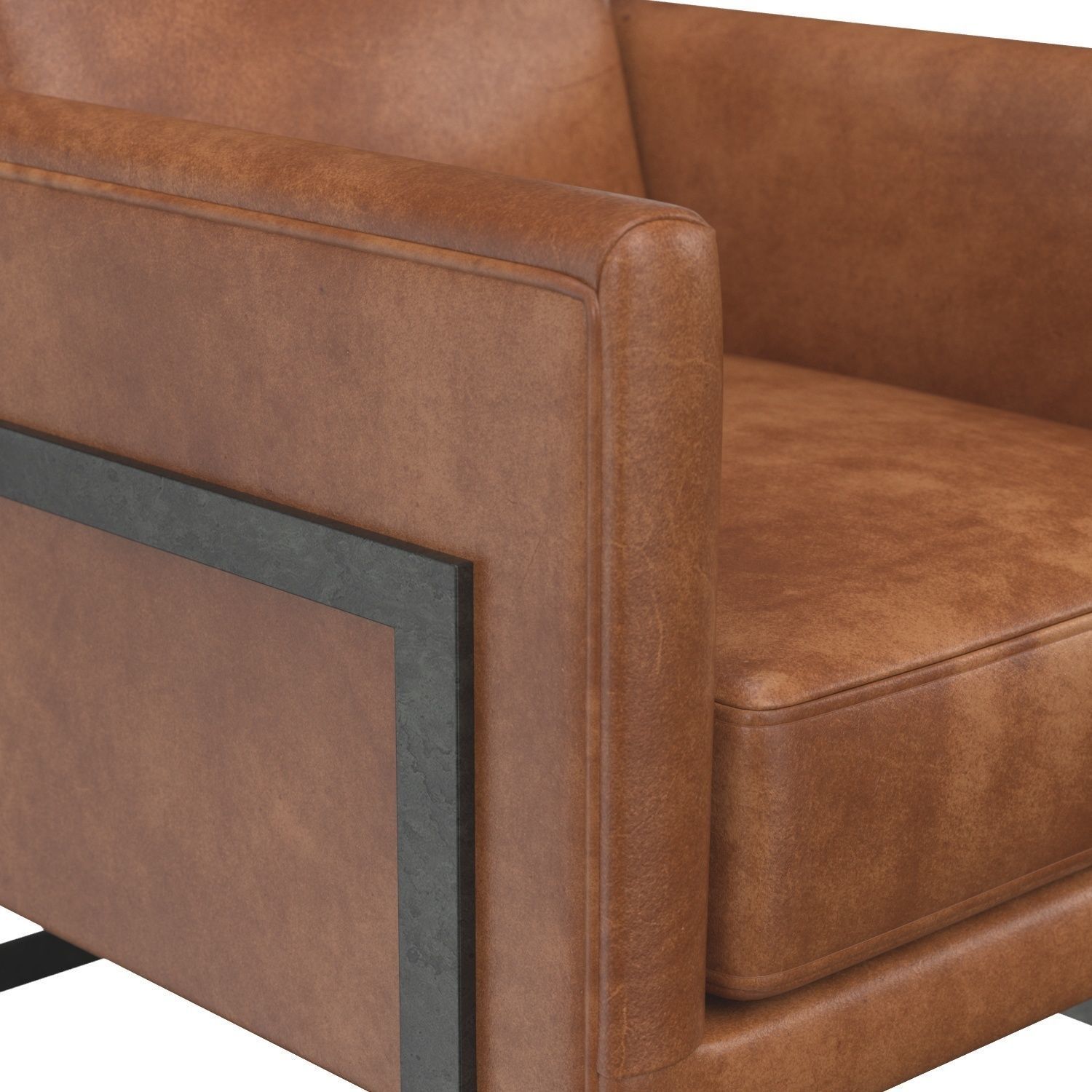 Luxley Club Chair Open Road Brown Leather 3D model_3