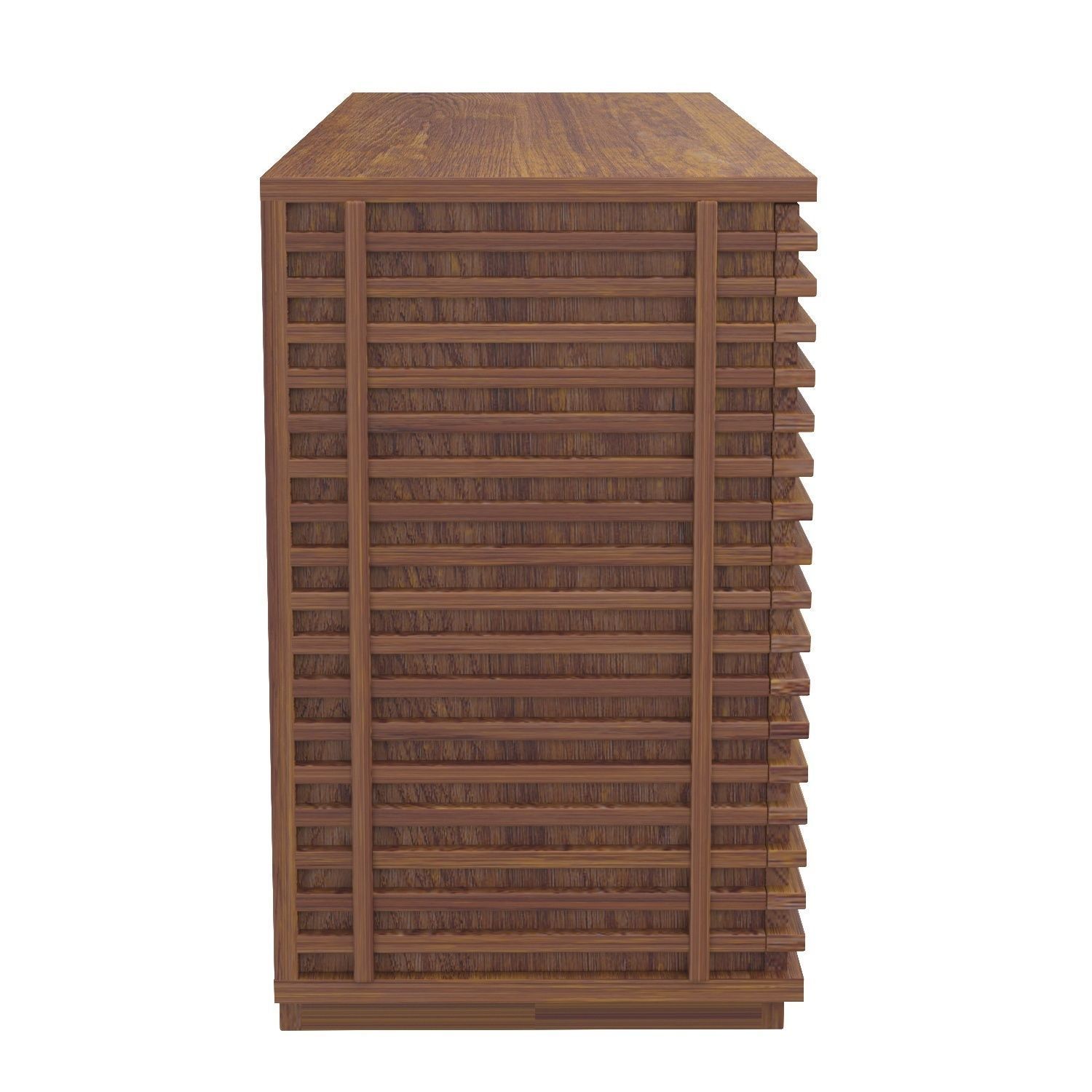 Linear 6 Drawer Walnut Dresser 3D model_1