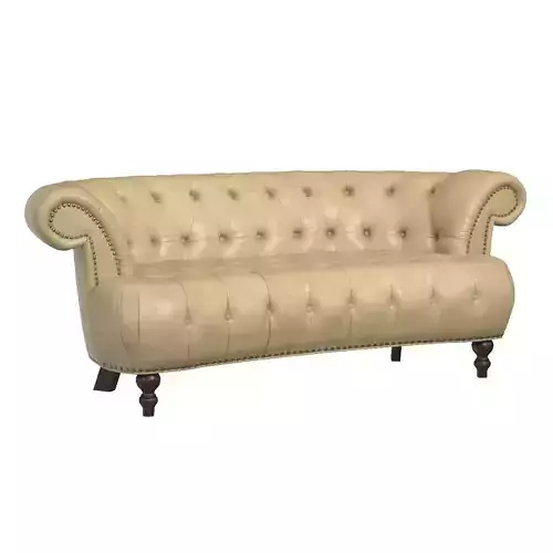 Leather Curved Chesterfield Style Sofa 3D model