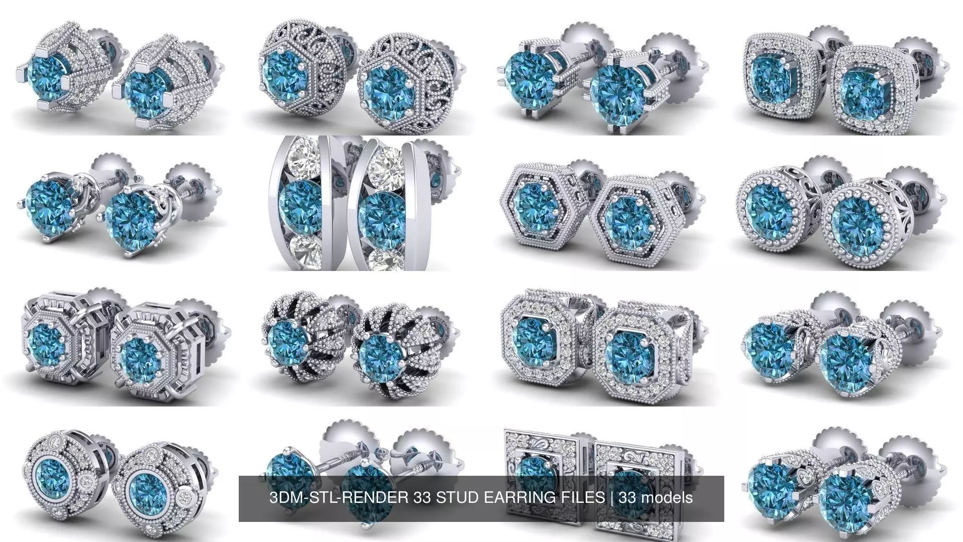 3DM-STL-RENDER 33 STUD EARRING FILES 3D Model Collection_0